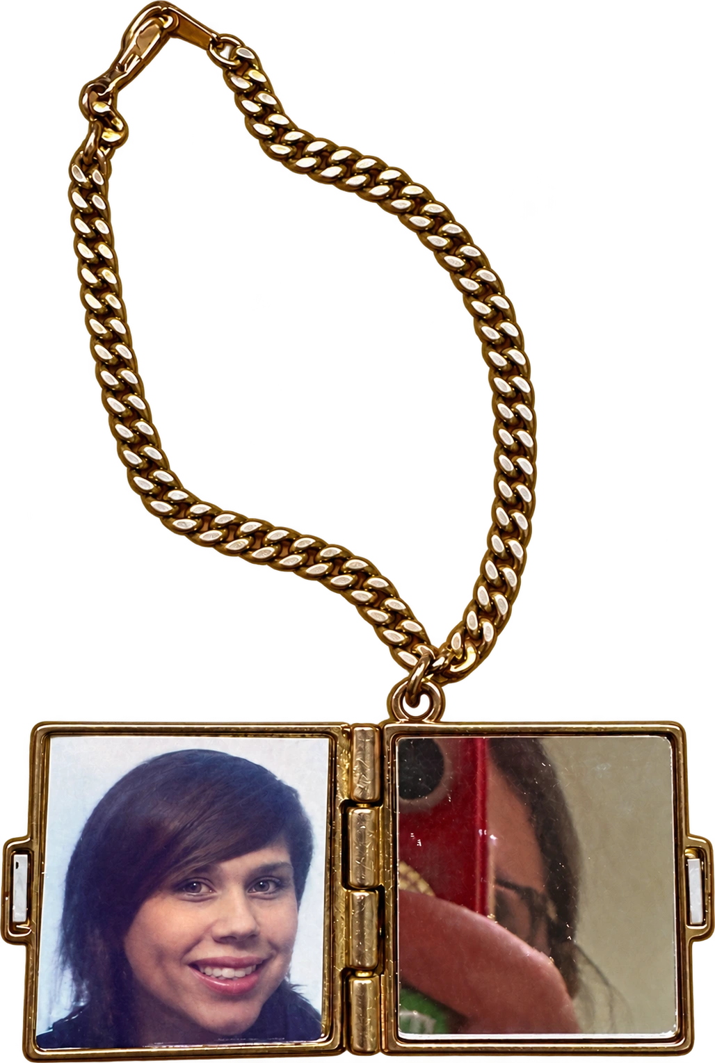 My open gold Bambi locket with its two photographs inside