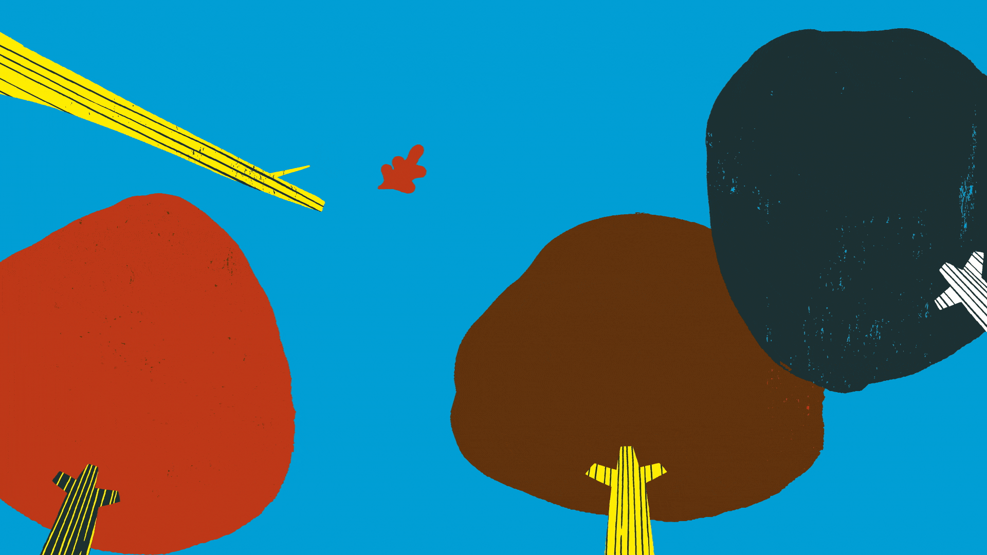 Animated Jazzoo woodland scene with colourful trees.