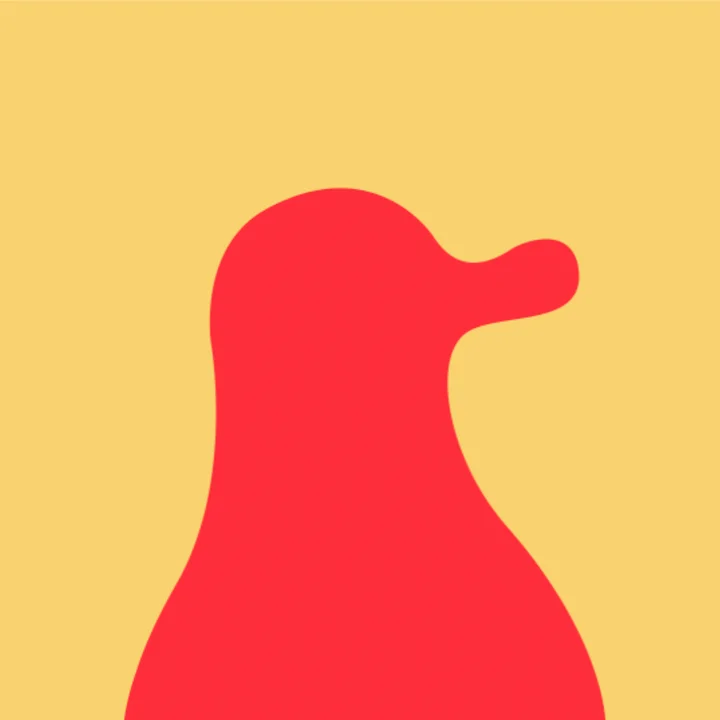 A red illustrated form moving against a yellow background.